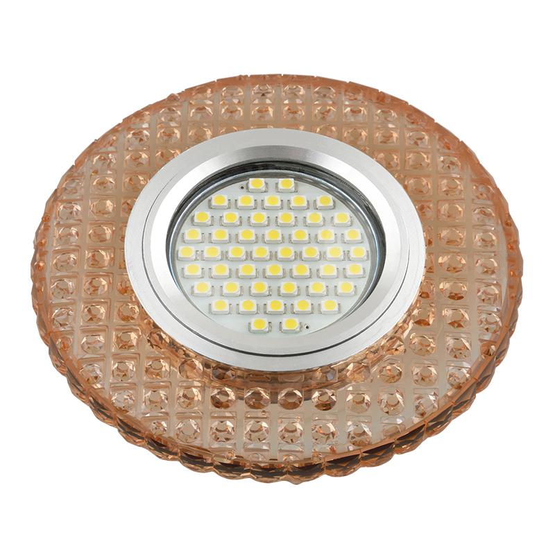 светильник dls-l143 gu5.3 glassy/light tea gu5.3 встраив. доп. светодиод. подсветка 3вт без лампы стекло fametto ul-00003885 от BTSprom.by