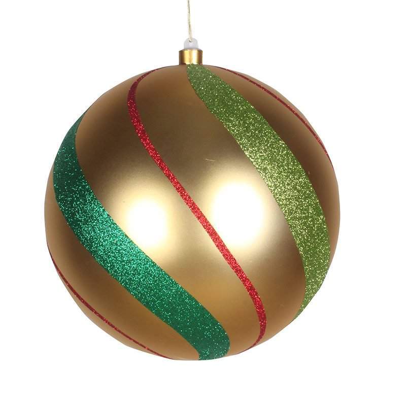 елочная фигура шар в полоску 25 см, цвет золотой/зеленый/красный от BTSprom.by