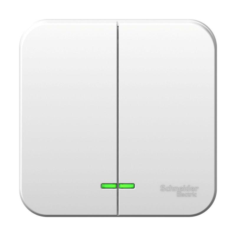 выключатель 2-кл. оп blanca 6а ip20 (сх. 5) 250в с подсветкой с металлич. пластиной бел. se blnva065121 от BTSprom.by
