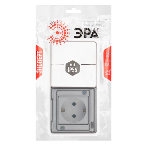  Блок СП Эксперт 11-7522-01 (розетка + выключатель) 16A IP55 250В 10AX двойн. бел. Эра Б0063274 фото в каталоге от BTSprom.by