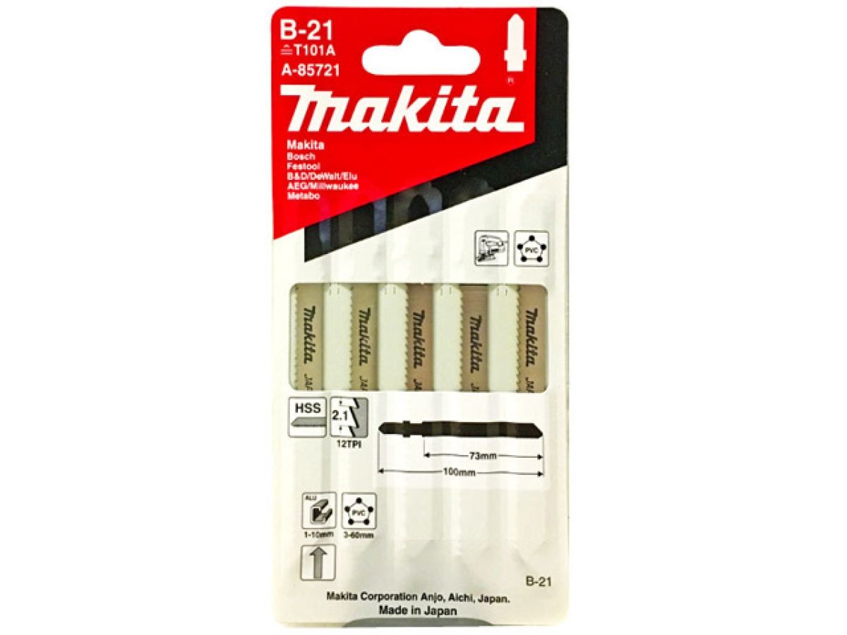 пилка лобз. по пластику b-21 (5 шт.) makita (пропил прямой, тонкий, быстрый рез) a-85721 от BTSprom.by