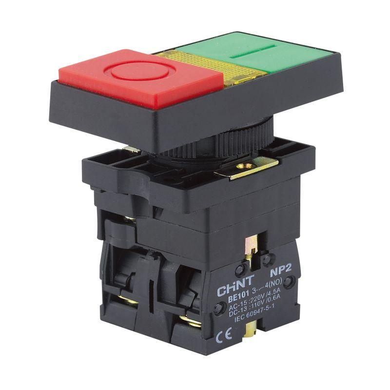 кнопка двойная np2-ew8465 черный корпус 1но+1нз ac/dc220в (led) ip40 (r) chint 575344 от BTSprom.by