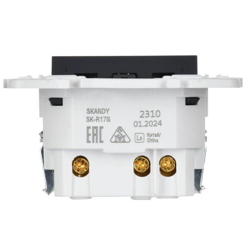  Розетка SKANDY 18Вт 16А с заземл. защ. шторки с USB C SK-R17G графит IEK SK-R14-16-U14-018-K53 фото в каталоге от BTSprom.by