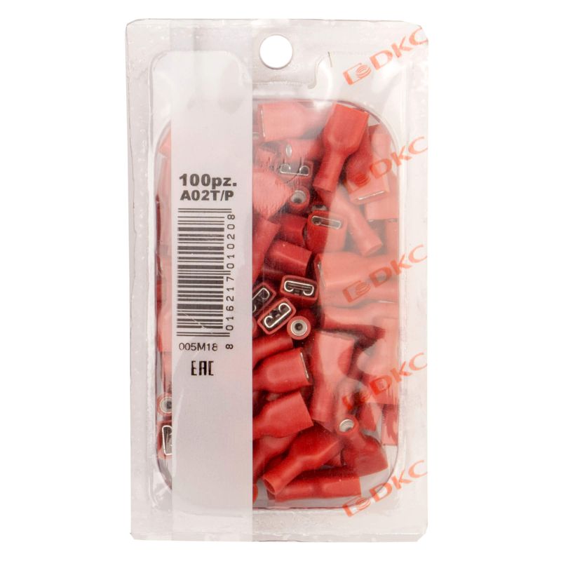  Наконечник изол. "розетка" 0.25-1.5кв.мм А=6.3х0.8мм кр. (уп.100шт) DKC 2A02TP фото в каталоге от BTSprom.by