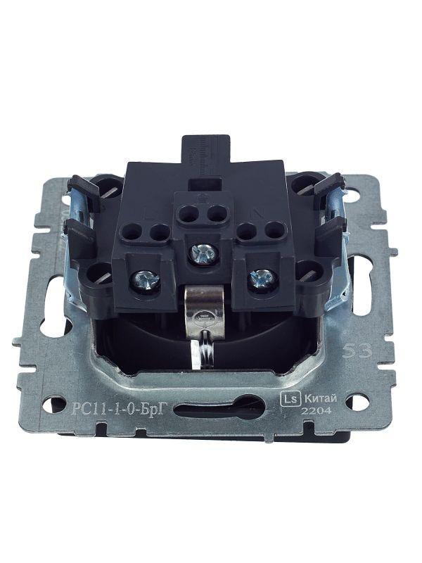  Розетка 1-м СП BRITE РС11-1-0-БрГ 16А с заземл. без защ. шторки механизм графит IEK BR-R11-16-K53 фото в каталоге от BTSprom.by