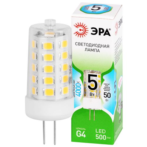 лампа светодиодная green line led g4-jc-5w-840-12v gl 5вт капсульная прозрачная 4000к яркий бел. свет g4 12в эра б0067173 от BTSprom.by