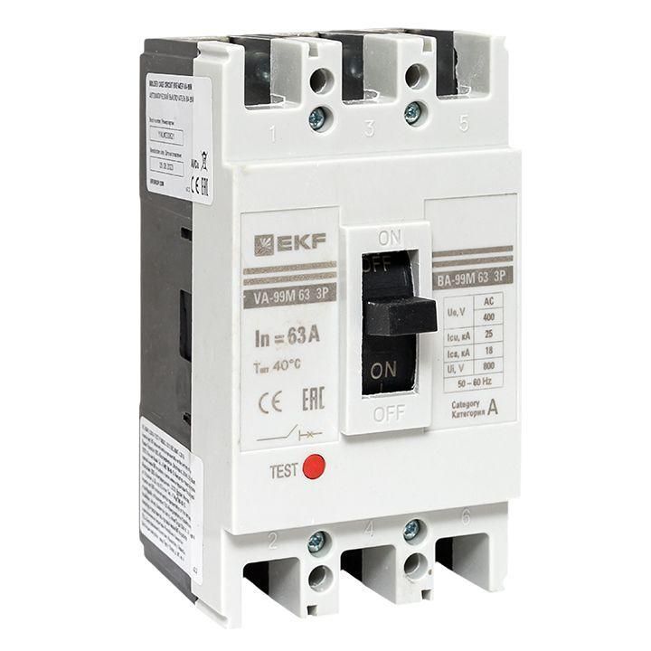 выключатель автоматический 3п 63/63а 25ка ва-99м proxima ekf mccb99-63-63m от BTSprom.by
