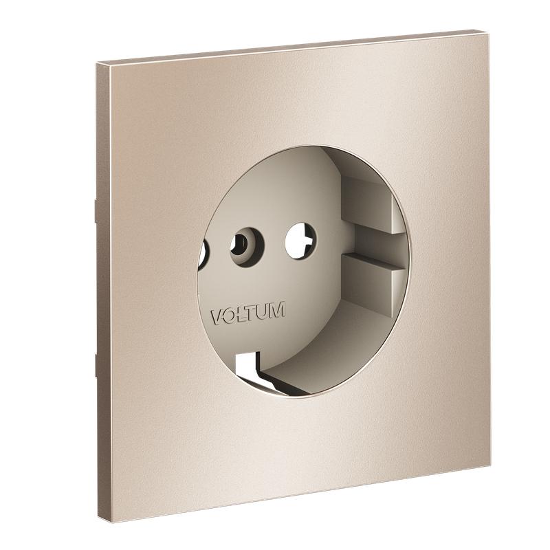 накладка для розетки с заземлением s70 metal платина voltum vlsm000610 от BTSprom.by