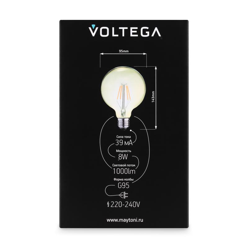 Лампа светодиодная филаментная Loft 271 G95 8Вт 2700К E27 DIM Voltega 8509 фото в каталоге от BTSprom.by