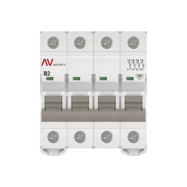  Выключатель автоматический модульный 4п B 2А 10кА AV-10 AVERES EKF mcb10-4-02B-av фото в каталоге от BTSprom.by