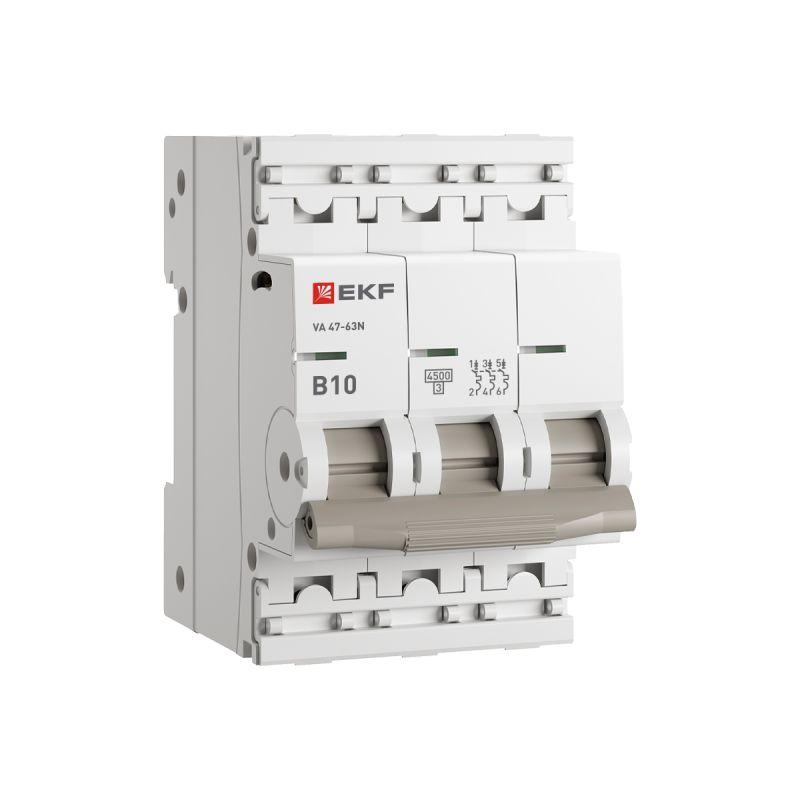 выключатель автоматический 3п b 10а 4.5ка ва 47-63n proxima ekf m634310b от BTSprom.by