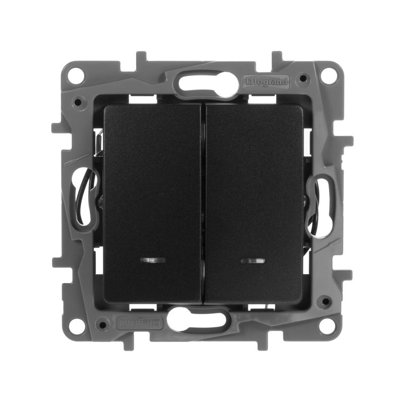  Выключатель 2-кл. СП Etika 10А IP20 250В 10AX с подсветкой/индикацией авт. зажимы механизм антрацит IEK 672604 фото в каталоге от BTSprom.by