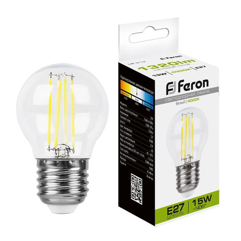 лампа светодиодная 15вт 230в e27 4000к прозрачн. lb-515 feron 38253 от BTSprom.by
