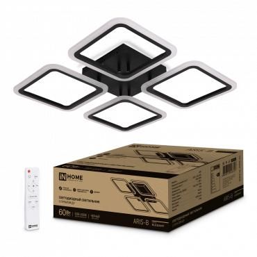 светильник светодиодный elegant aris-b 60вт 3000-6500к 4700лм 230в 450х450х75мм с пультом ду черн. in home 4690612043357 от BTSprom.by