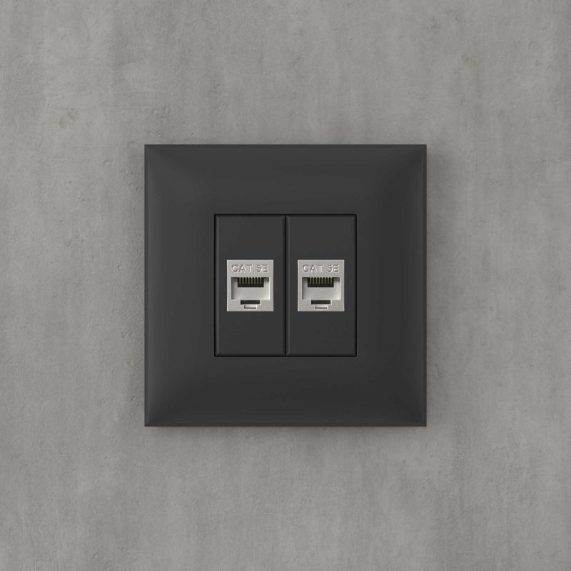  Розетка компьютерная 2-м СП Avanti "Черный матовый" RJ45 кат.5E без шторок экранир. механизм DKC 4412764 фото в каталоге от BTSprom.by