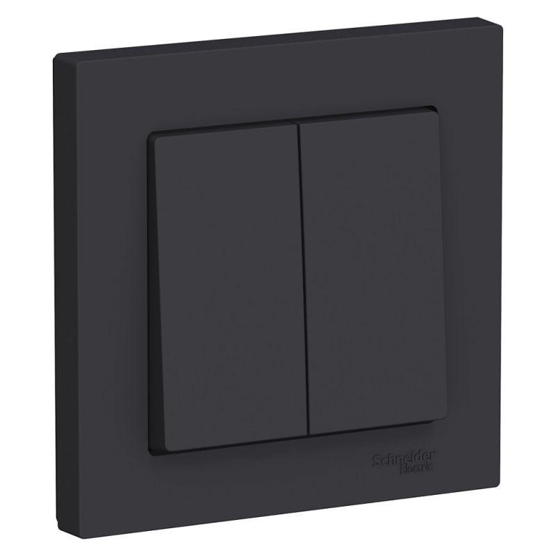 выключатель 2-кл. сп atlasdesign 10а ip20 (сх. 5) 10ax в сборе карбон se atn001052 от BTSprom.by