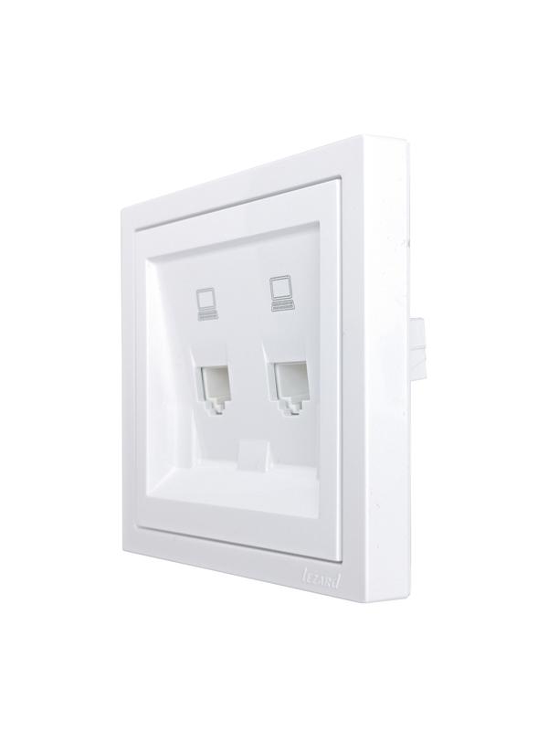  Розетка компьютерная 2-мест. ZIMA IP20 бел. LEZARD 704-0288-141 фото в каталоге от BTSprom.by