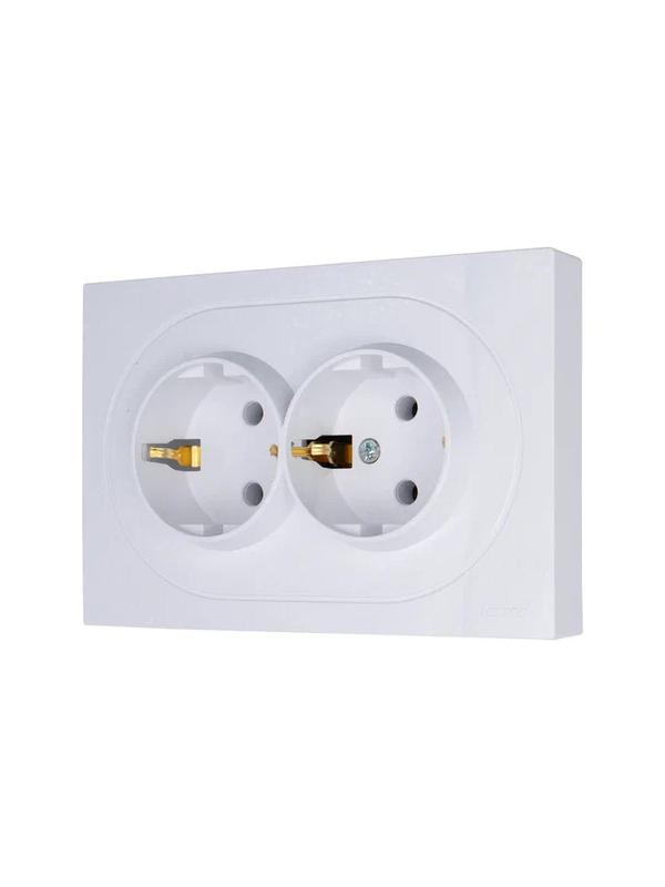  Розетка 2-м СП OSEN с заземл. ПБТ механизм бел. LEZARD 743-0200-127B фото в каталоге от BTSprom.by