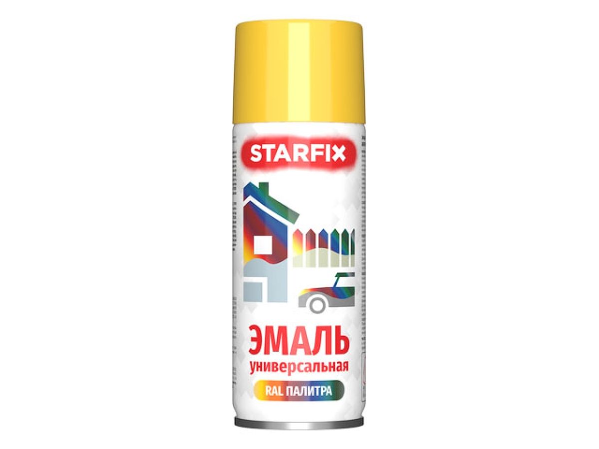 краска-эмаль аэроз. универсальная желтый starfix 520мл (1018) (цинково-желтый, глянцевая) sm-95046-1 от BTSprom.by