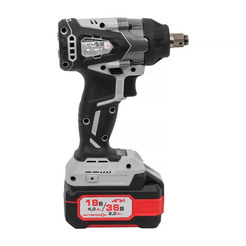  Гайковерт аккумуляторный бесщеточн. ударн. ГАУ-400/36ВЭ Li-ion АПИ (кейс 2 аккум. 2.0А.ч ЗУ) ИНТЕРСКОЛ 859.2.2.70 фото в каталоге от BTSprom.by