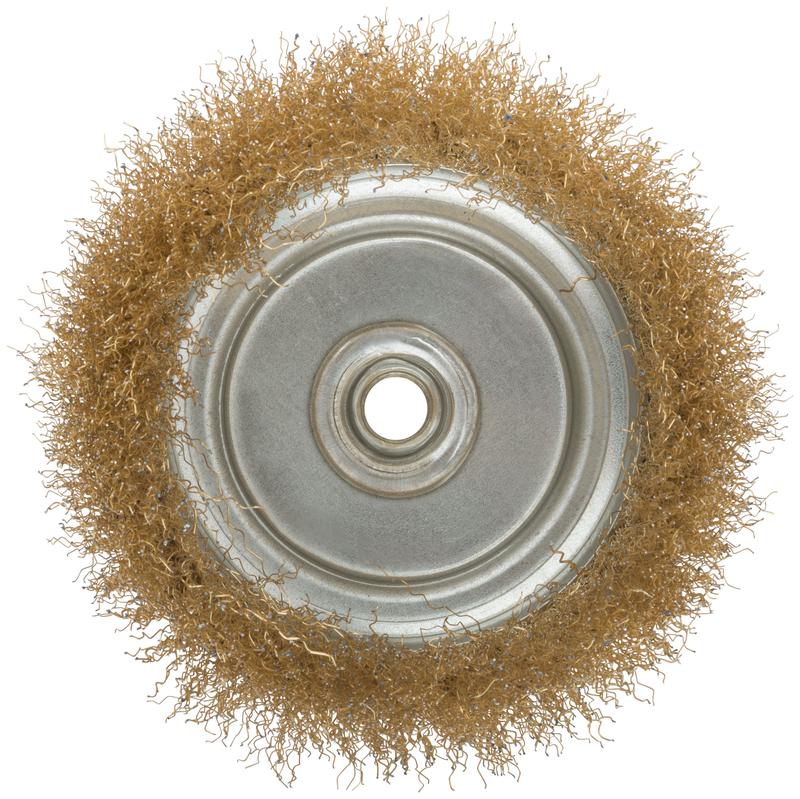 Корщетка тип "чашка" гайка М14 стальная латунированная волнистая проволока 150мм MOS 38945М фото в каталоге от BTSprom.by