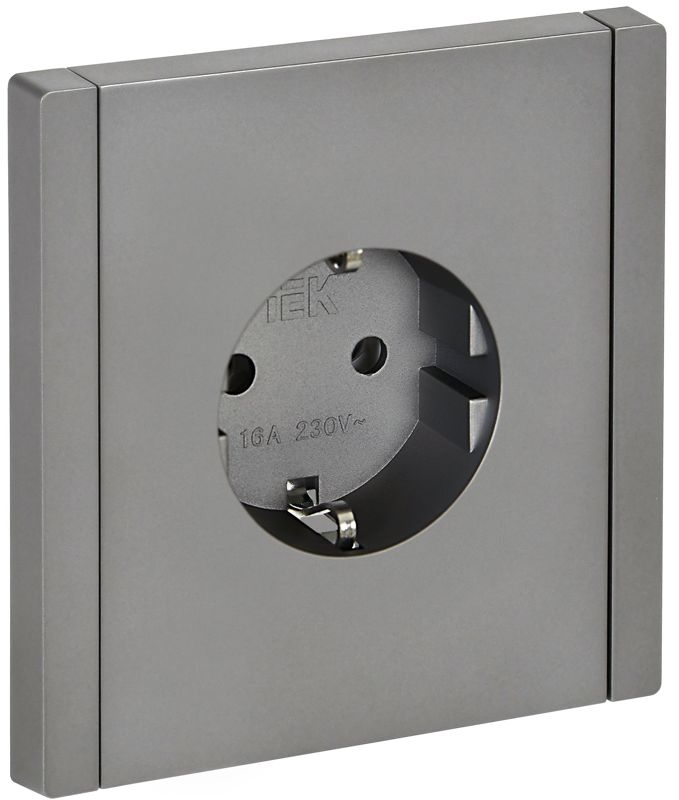 розетка сп forte&piano fp514 16а с заземл. без защ. шторок безвинт. крепл. сталь iek fp-r11-16-1-k46 от BTSprom.by
