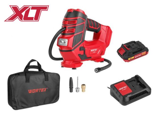аккум. компрессор wortex cti 1811 в кор. all1 xlt set 18 в, 11 бар, 12 л/мин, 1х2 а*ч, зу (18в/ 160 psi / 11 бар / 1100 кпа, цифровой манометр, 600 мм шланг, подсветка) 1325446 от BTSprom.by