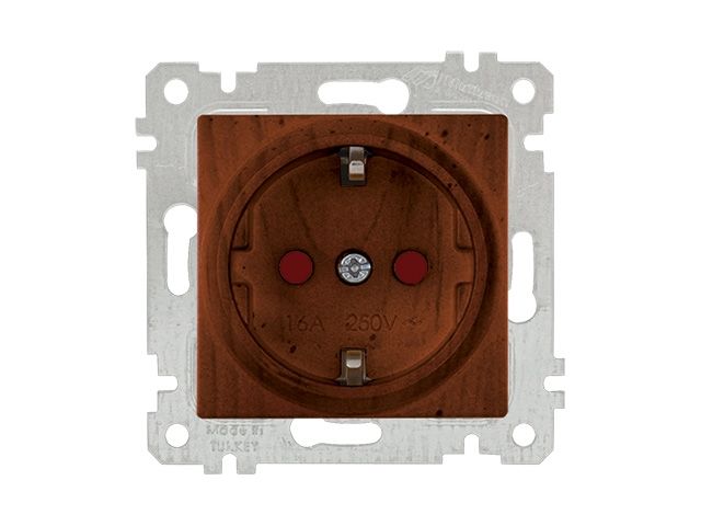розетка 1-ая (скрытая, без рамки, с/з, шторки) орех, rita, mutlusan (16 a, 250 v, ip 20) 2200 605 0257 от BTSprom.by