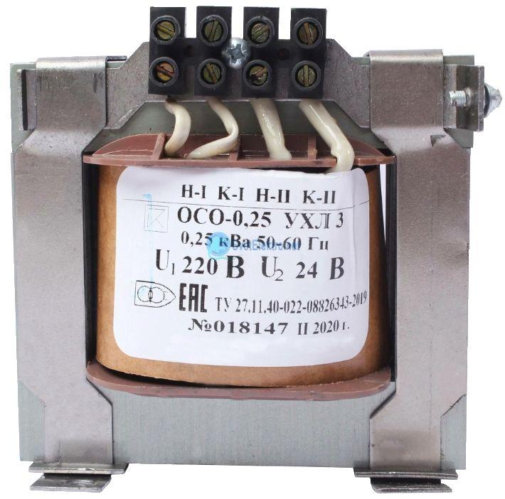 трансформатор осо-0.25 ухл3 220/24. ip00 электротехник et003491 от BTSprom.by