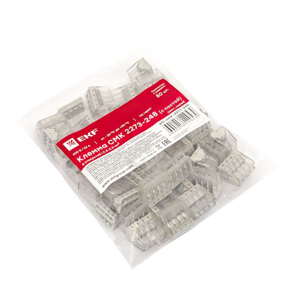  Клемма строительно-монтажная СМК 2273-248 8-проводная 0.5-2.5кв.мм с пастой (уп.50шт) PROxima EKF plc-smk-2273-248 фото в каталоге от BTSprom.by
