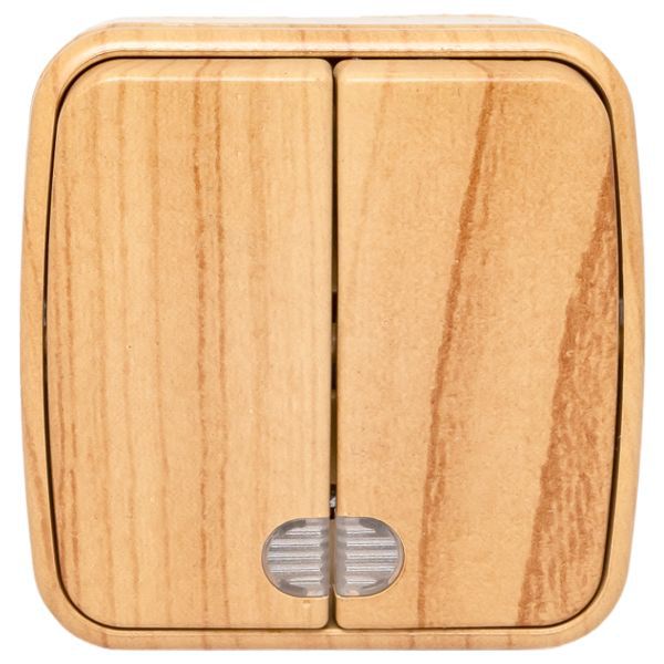  Выключатель 2-кл. 2п ОП Минск 10А IP20 с индикатором светл. дерево EKF EGV10-123-30 фото в каталоге от BTSprom.by