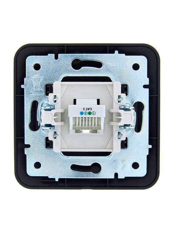  Розетка телефонная евро 1-м СП ASTI IP20 RJ11 в сборе черн. бархат LEZARD 7081-4242-137 фото в каталоге от BTSprom.by