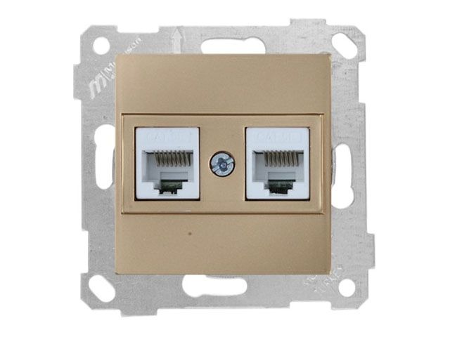 розетка компьютерная 2xrj45 (cat5e, скрытая, без рамки) золото, rita, mutlusan 2200 138 0180 от BTSprom.by