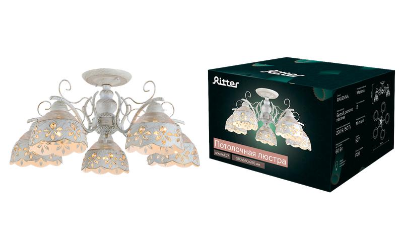 люстра ravenna 5хe27 580х580х265мм потолочная метал. бел. ritter 52513 4 от BTSprom.by
