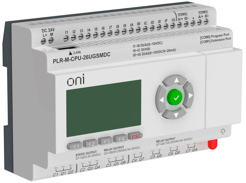 контроллер программируемый логический (микро плк) plr-m. cpu с gsm di16/do08(r)/02(t) 24в dc oni plr-m-cpu-26ugsmdc от BTSprom.by