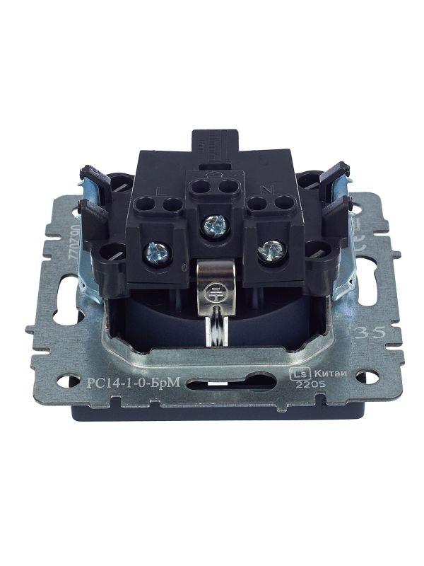  Розетка 1-м СП BRITE РС14-1-0-БрМ 16А с заземл. защ. шторки механизм маренго IEK BR-R14-16-K35 фото в каталоге от BTSprom.by