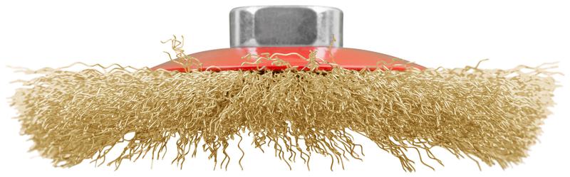  Корщетка-колесо с наклоном гайка М14 стальная латунированная волнистая проволока 115мм FIT 39051 фото в каталоге от BTSprom.by