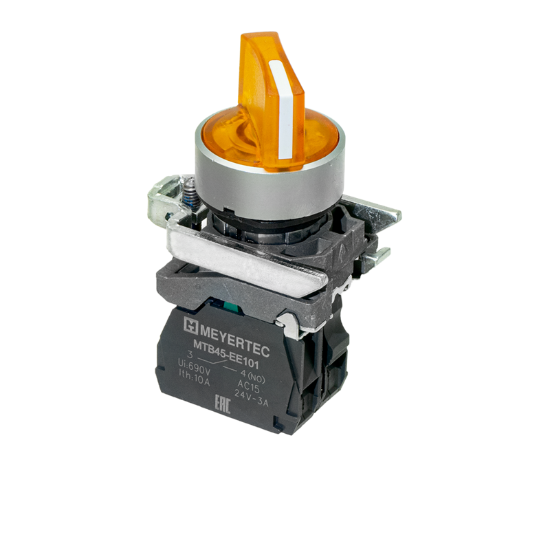 переключатель на 3 положения с фиксацией и подсветкой 1no 220в ac/dc ip65 металл mtb4-bk35713 желт. овен 137182 от BTSprom.by