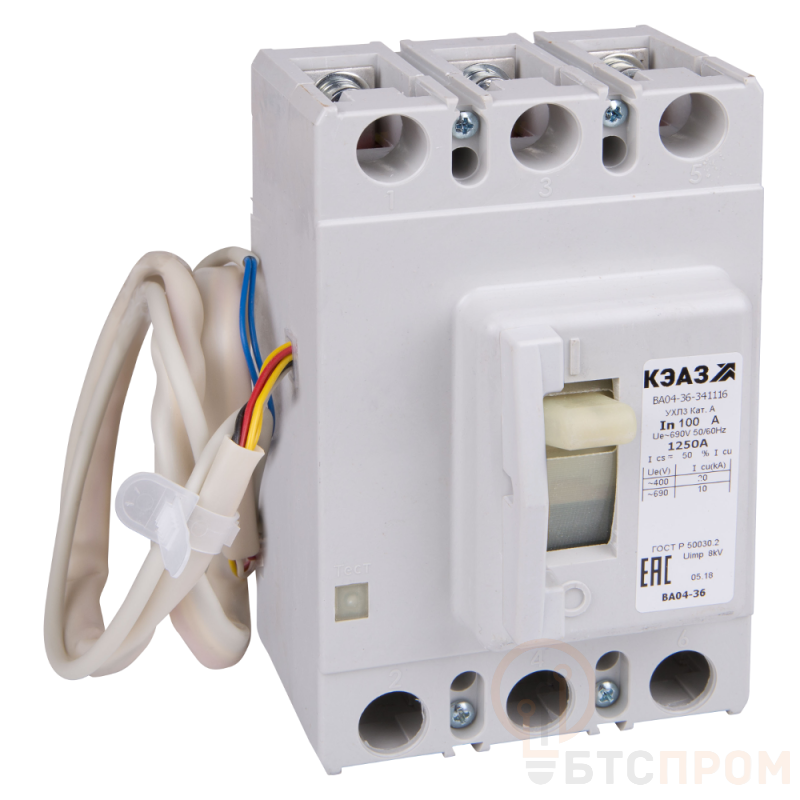 Выключатель автоматический 40А 400Im ВА04-36-341216 УХЛ3 690В AC НР=220..240В AC/220В DC КЭАЗ 232870 фото в каталоге от BTSprom.by  Выключатель автоматический 40А 400Im ВА04-36-341216 УХЛ3 690В AC НР=220..240В AC/220В DC КЭАЗ 232870 фото в каталоге от BTSprom.by