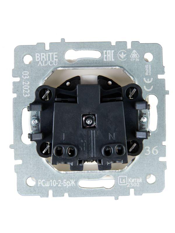  Розетка СП BRITE РСш10-2-БрЖ 10А без заземл. защ. шторки механизм жемчуж. IEK BR-R13-10-K36 фото в каталоге от BTSprom.by