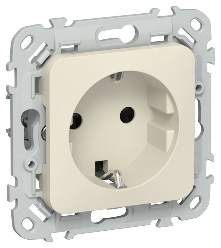 розетка сп flite рсш11-1-флсл 16а с заземл. с защ. шторками безвинтовое крепление механизм сливочный iek fi-r14-16-1-k86 от BTSprom.by