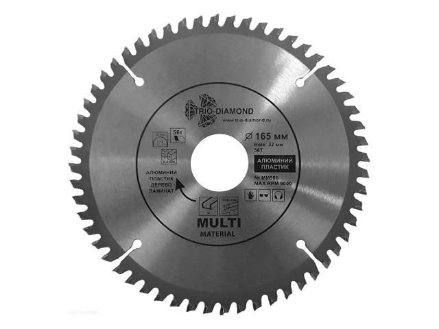 диск пильный 165х32/30/20 мм 56 зуб. универсальный  multi material (trio-diamond) mm906 от BTSprom.by