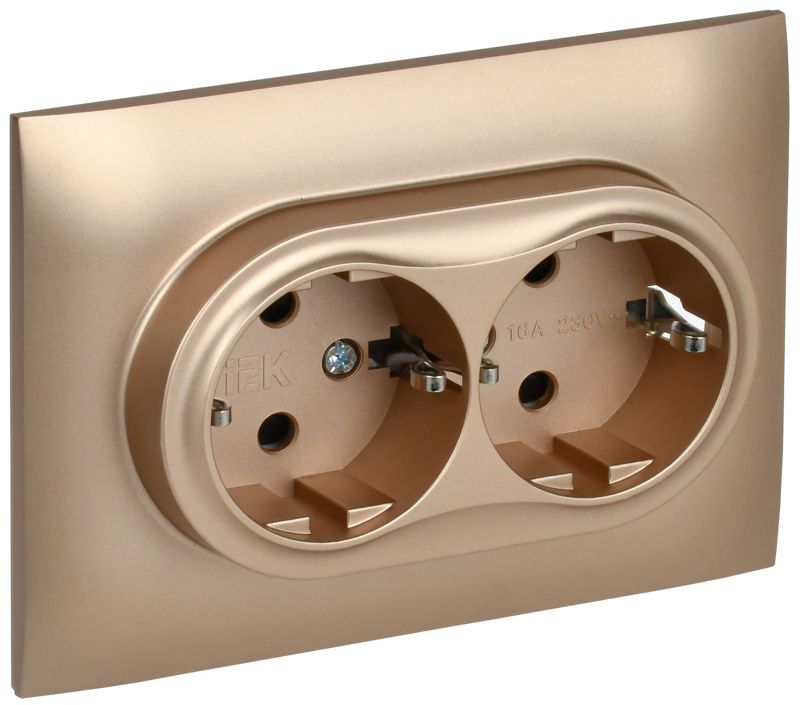 розетка 2-м skandy 16а с заземл. защ. шторки в сборе sk-r07sa песочн. iek sk-r24-16-k98-f от BTSprom.by