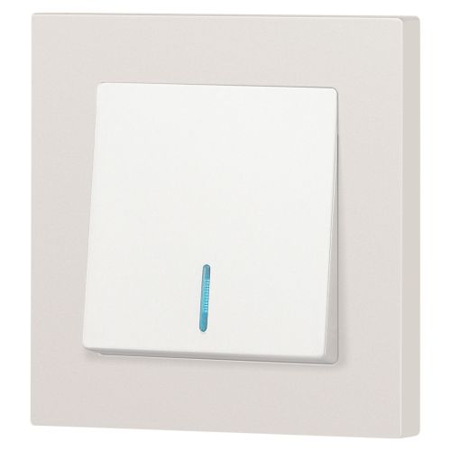  Выключатель 1-кл. СП Accent 6-102-06 10А IP20 250В с подсветкой AL/CU перламутр. Intro Б0063467 фото в каталоге от BTSprom.by