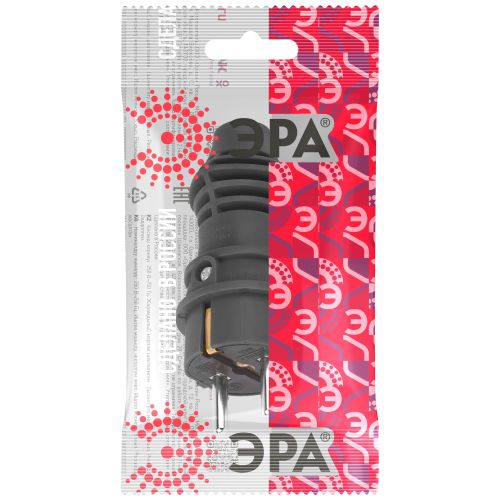  Вилка прямая VX13-B-IP44 16А IP44 с заземл. каучук черн. Эра Б0069321 фото в каталоге от BTSprom.by