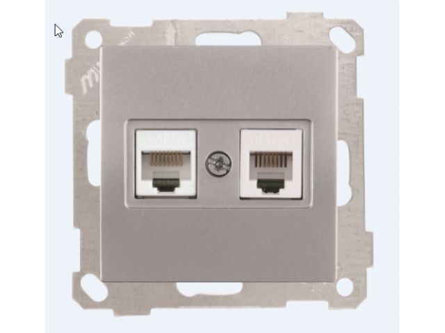 розетка телефонная + компьютерная (rj12+cat5e, скрытая, без рамки) серебро, daria, mutlusan 2100 139 0182 от BTSprom.by