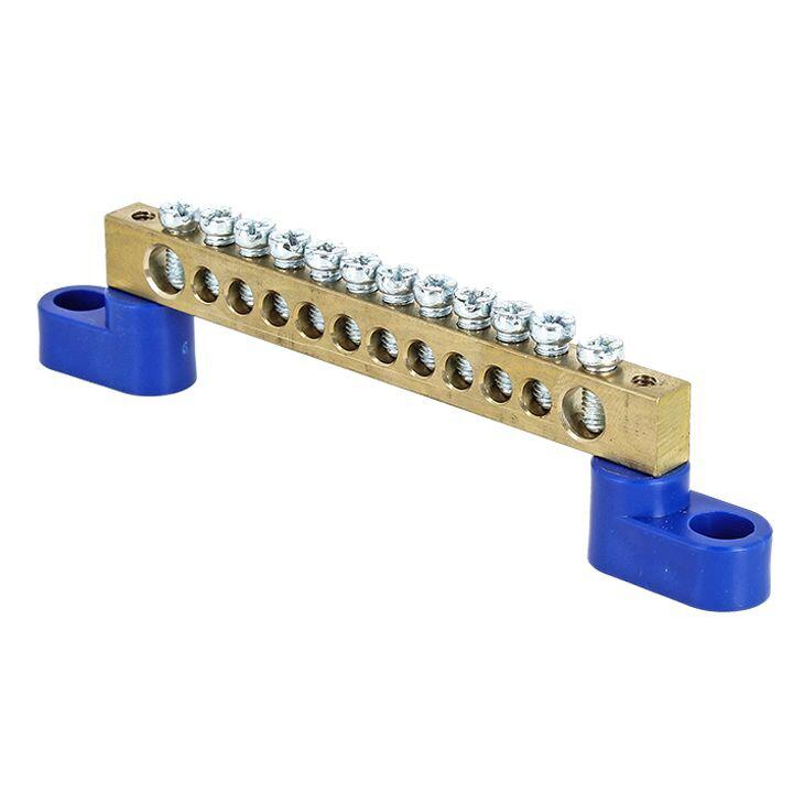 шина нулевая n 6х9 12 отвер. латунь 2 син. угловых изолятора proxima ekf sn0-63-12-2 от BTSprom.by