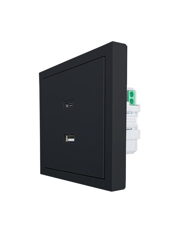  Розетка Type-C+ USB разъем СП ZIMA IP20 черн. бархат LEZARD 704-4288-192TC фото в каталоге от BTSprom.by