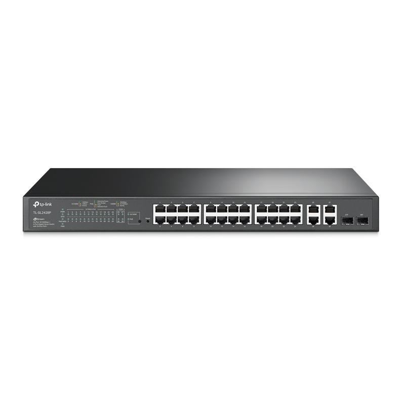 коммутатор tl-sl2428p jetstream smart с 24 портами 10/100мбит/с 4 гигабитными портами и 24 портами poe+ tp-link 1814759 от BTSprom.by