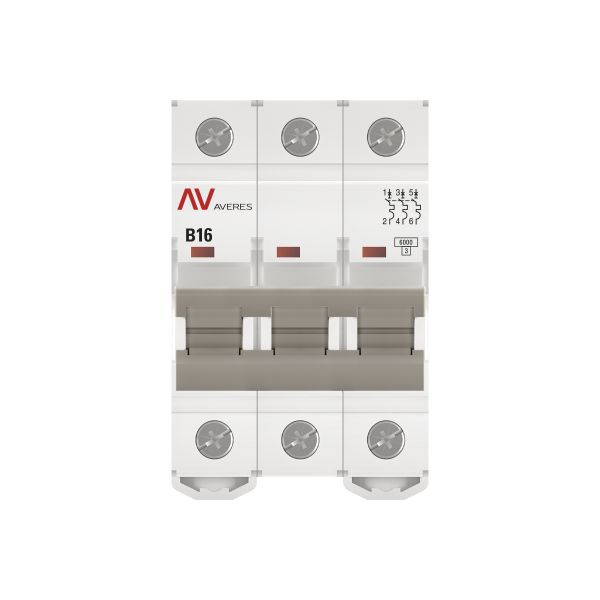  Выключатель автоматический модульный 3п B 16А 6кА AV-6 AVERES EKF mcb6-3-16B-av фото в каталоге от BTSprom.by
